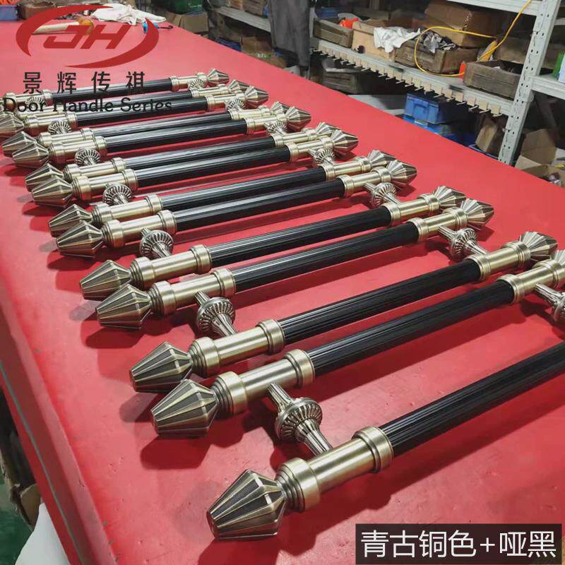 欧式仿古酒店大门拉手古铜色玻璃门把手黑色加厚不锈钢木门拉手