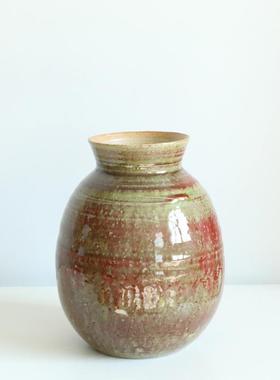 侘寂风复古粗陶花器禅意花瓶手工干花老陶泥插陶罐陶瓷民宿装饰摆