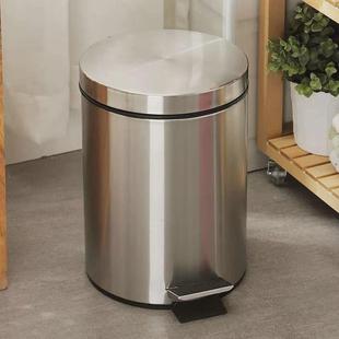不锈钢垃圾桶8l脚踏式 有盖带内筒酒店家用办公室卫生间钢拉丝脚踏