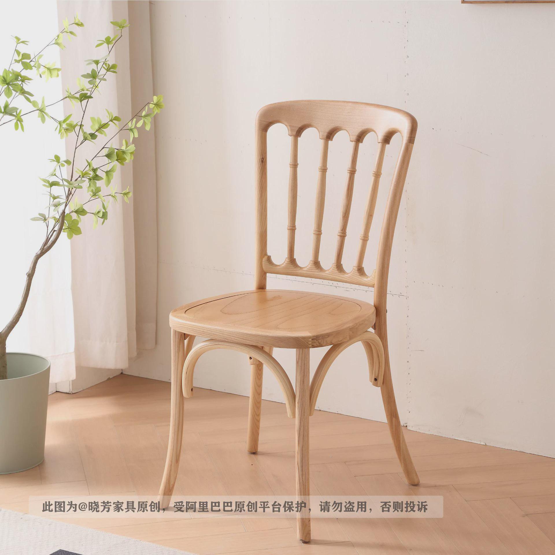 美式实木餐椅家用复古藤椅餐厅椅子咖啡厅拿破仑椅竹节椅子古堡椅