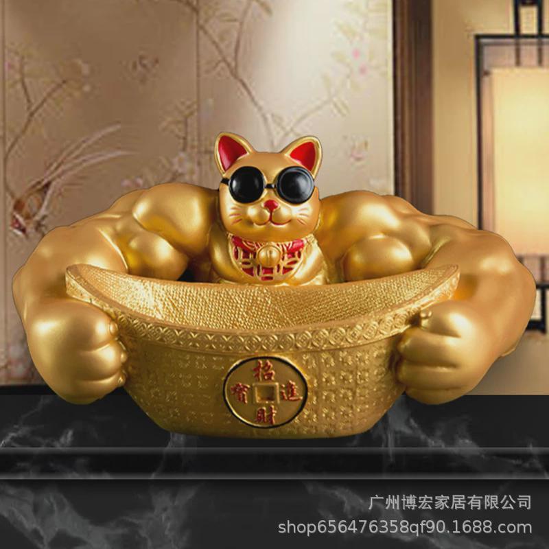 家居装饰摆件臂招财猫个性麒麟招财猫前台招财装饰品大力神招财猫