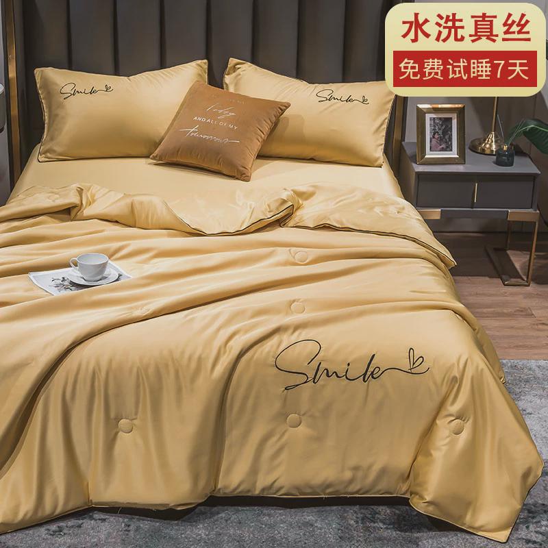 ri0t夏季空调被夏被水洗天丝被子冰丝春秋被夏凉被四件套单人