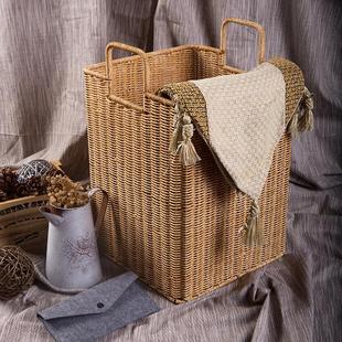 美式脏收纳篮仿藤编衣物洗衣篮正方形卧室浴室换洗收纳筐