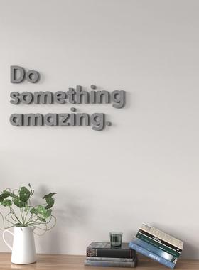 高级水泥灰色质感立体英文大小写字母数字文化墙面墙壁装饰贴美式