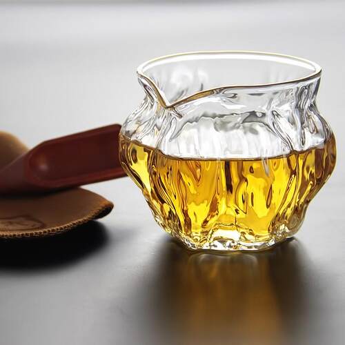 xyt荷叶公道杯加厚耐高温不烫手均杯透明分茶器茶具配件核桃公道