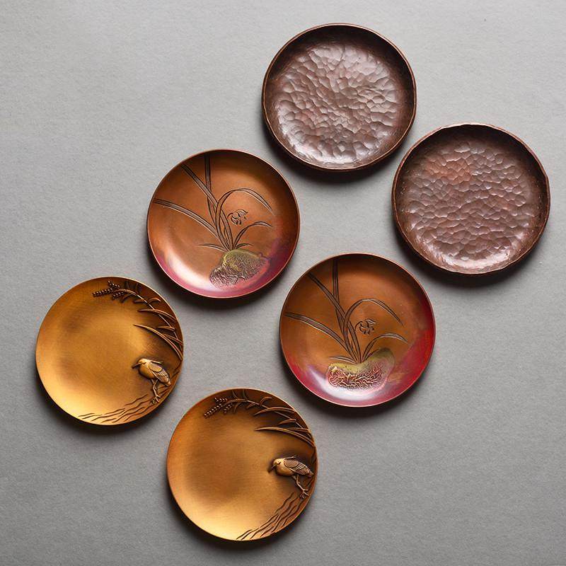 手工纯铜茶杯垫用圆形大号功夫茶具防滑隔热茶杯托整套茶盏杯托,餐饮具,茶托,淘宝优惠券,粉丝福利购,淘宝优惠卷