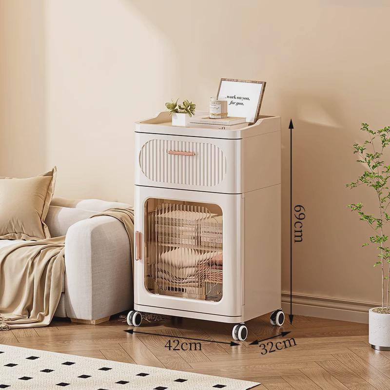 床头柜抽屉柜收纳柜家用窄夹缝隙客厅侧边角法式可移动置物储物柜