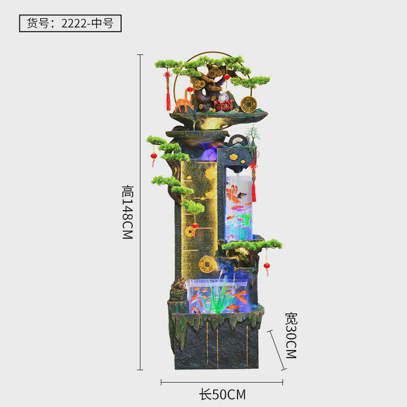 新中式循环水鱼缸装饰礼品商务节庆流水摆件手工彩绘礼品