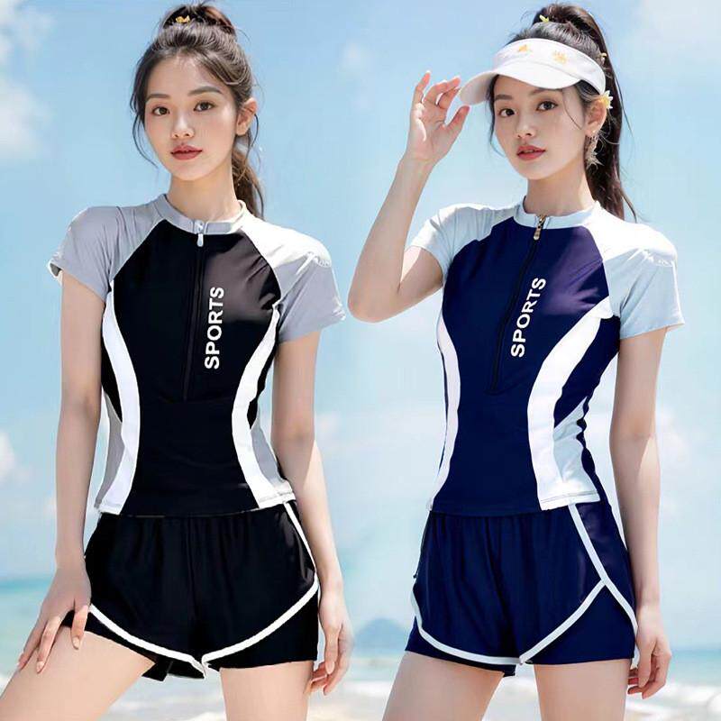 泳衣女款分体两件套运动时尚韩版保守显瘦遮肉泡温泉泳衣专业批发