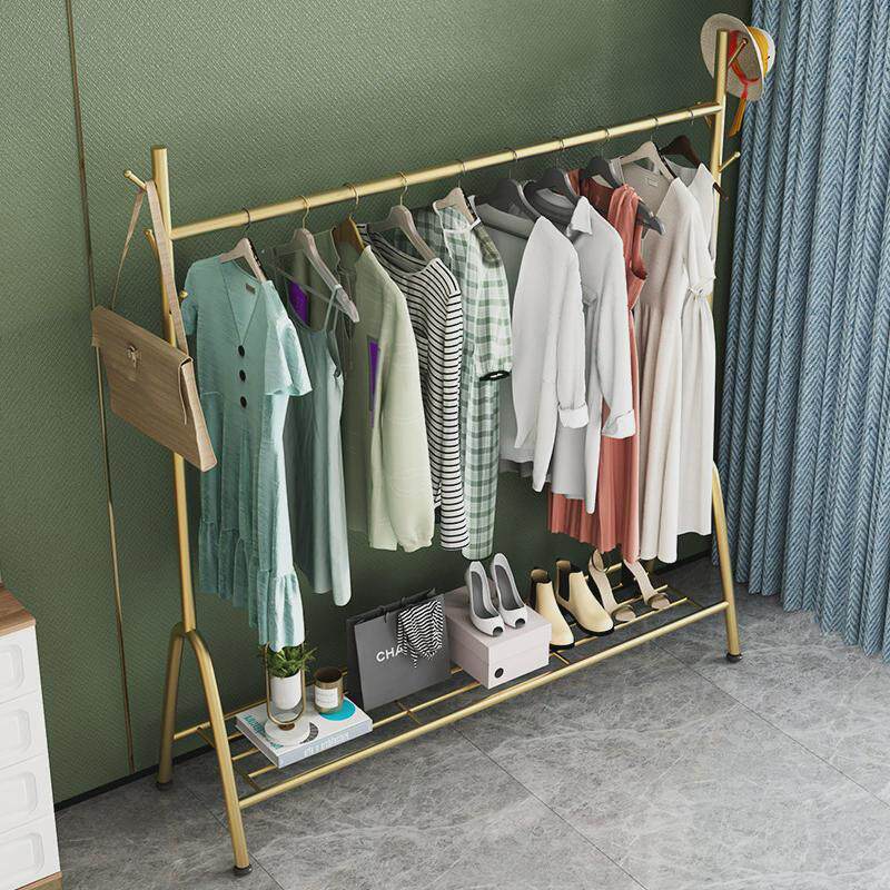 收纳铁艺金属落地长条衣帽架服装店简易卧室多功能北欧服装架