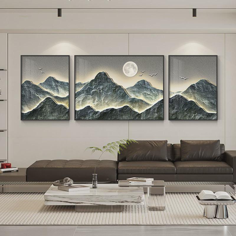 抽象风景客厅北欧装饰画现代简约三联沙发背景墙挂画家庭墙面新款图片