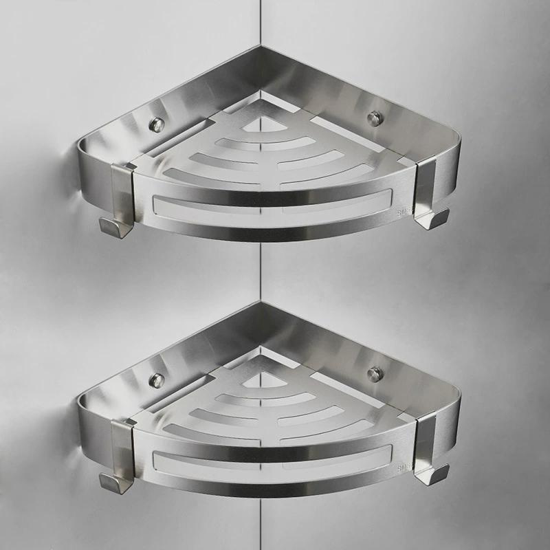 304架子浴室三角蓝卫生间三角架壁挂置物架洗漱用品不锈钢转角架