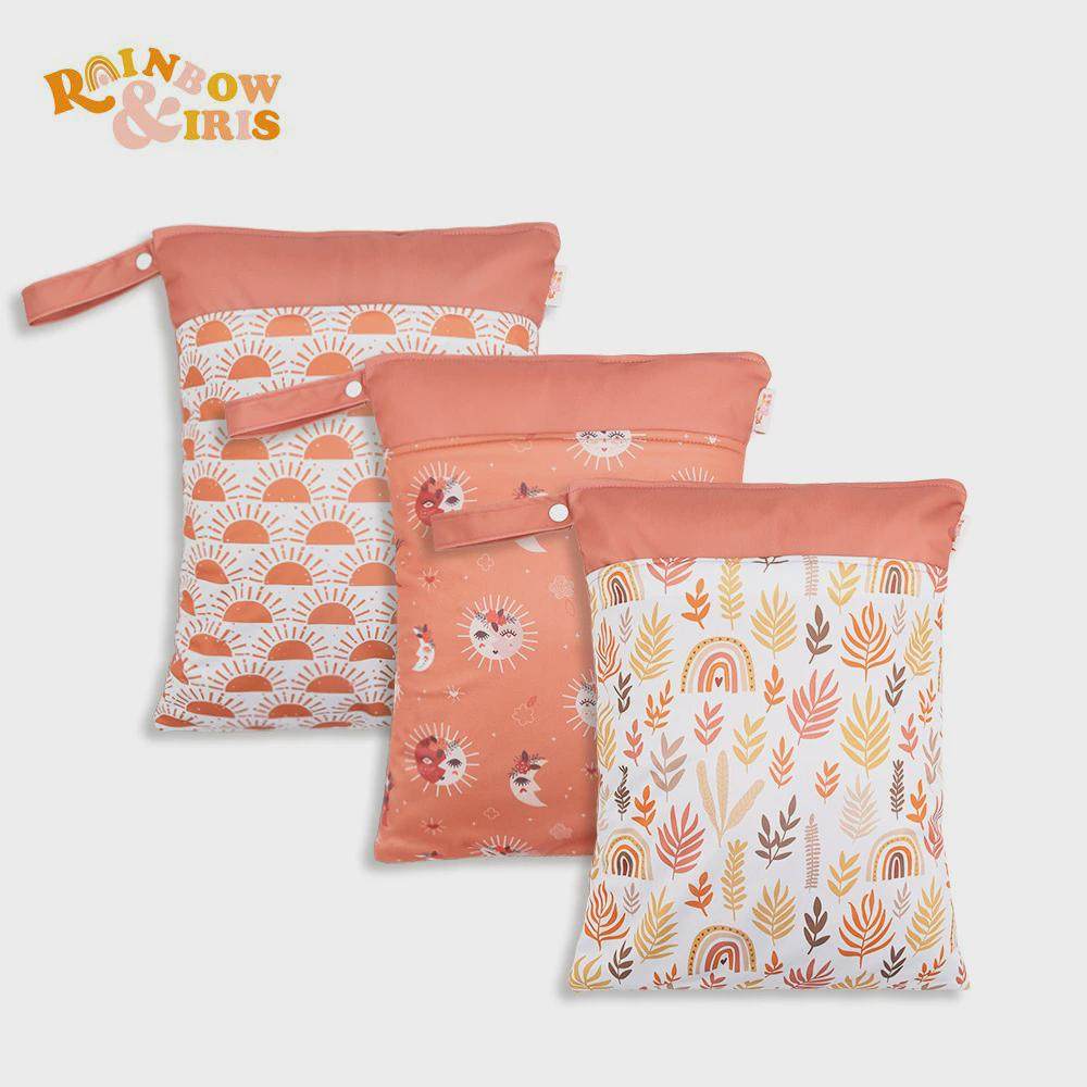 北欧数码彩虹印花收纳袋三件套干湿两用大容量尿布袋Wetbag