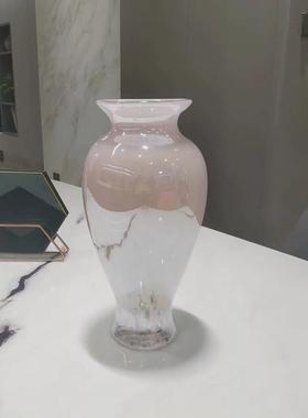 新中式高档玻璃花瓶彩色玻璃电视柜桌面水培插花容器花器玄关装饰