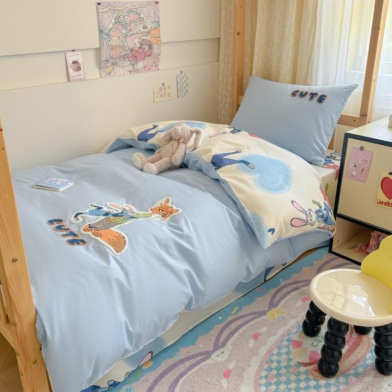 卡通大学生宿舍全棉床上用品三件套床上四件套纯棉被套床单人儿童