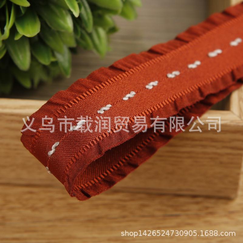 纯色跳点跳线荷叶边涤纶织带草帽服装辅料花束包装蝴蝶结织带