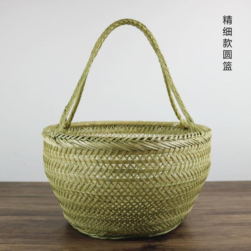 GZ6M手工竹编竹篮子手提篮小竹篮水果菜篮鸡蛋篮厨房收纳筐家用圆