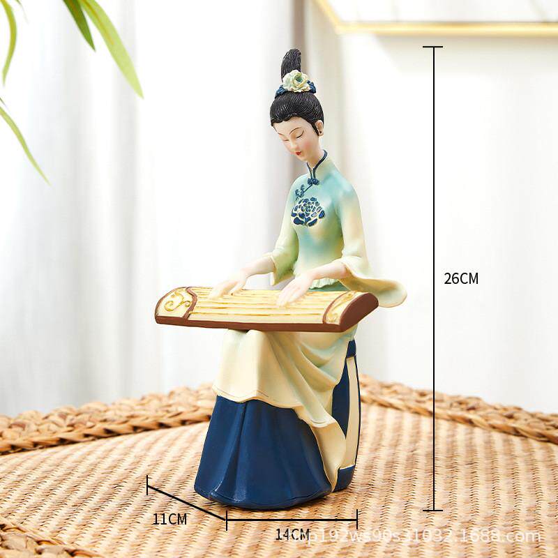 轻奢高档仕女摆件古代人物新中式国风艺术装饰品复古客厅摆设玄关