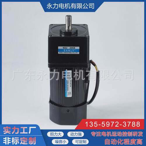 永力牌马达微型齿轮减速调速电机200W交流齿轮减速电机