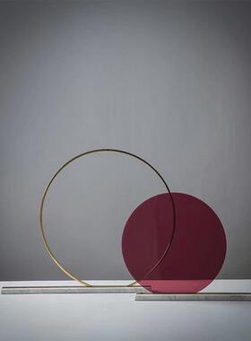 创意几何摆件造型现代风格摆轻奢样板房摆件大理石圆圈摆件饰品