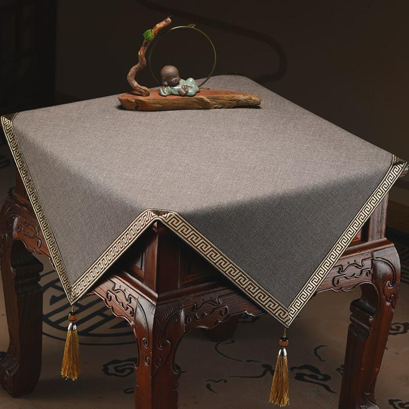 茶几盖布高档餐桌布红色装饰布边柜盖巾方几角几垫布电视柜防尘布
