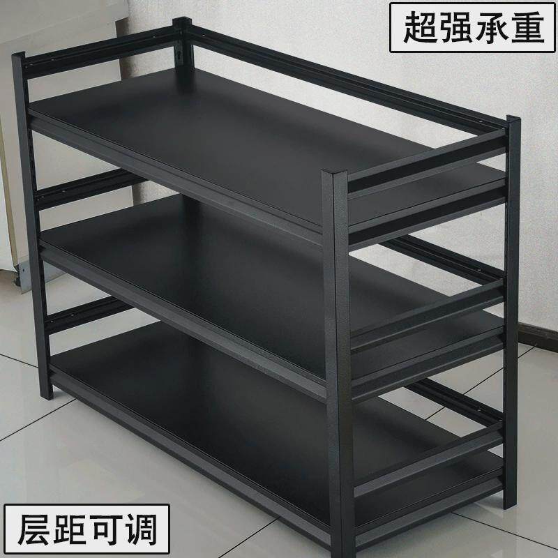 黑色烤漆厨房置物架橱柜架落地多层微波炉烤箱三层锅具金属收纳架