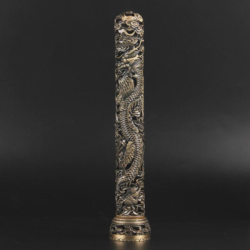 仿古立式卧香炉龙凤香柱线香炉金属线香插室内中式复古摆件座香