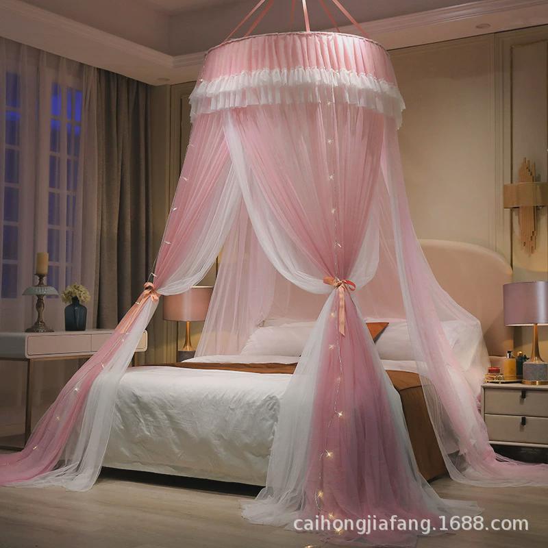 蚊帐新款高级吊顶圆顶公主风家用加密1米8落地防蚊加厚式卧室加厚