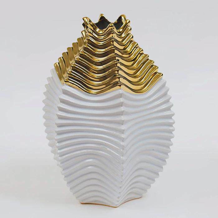 出口轻奢电镀金色花店工艺品花插婚庆家居ktv样板房陶瓷花瓶摆件
