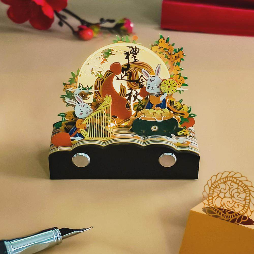 节日礼品3d立体便签本可手撕摆件纸雕新品中秋节创意立体小夜灯,文具电教/文化用品/商务用品,笔记本/记事本,淘宝优惠券,粉丝福利购,淘宝优惠卷