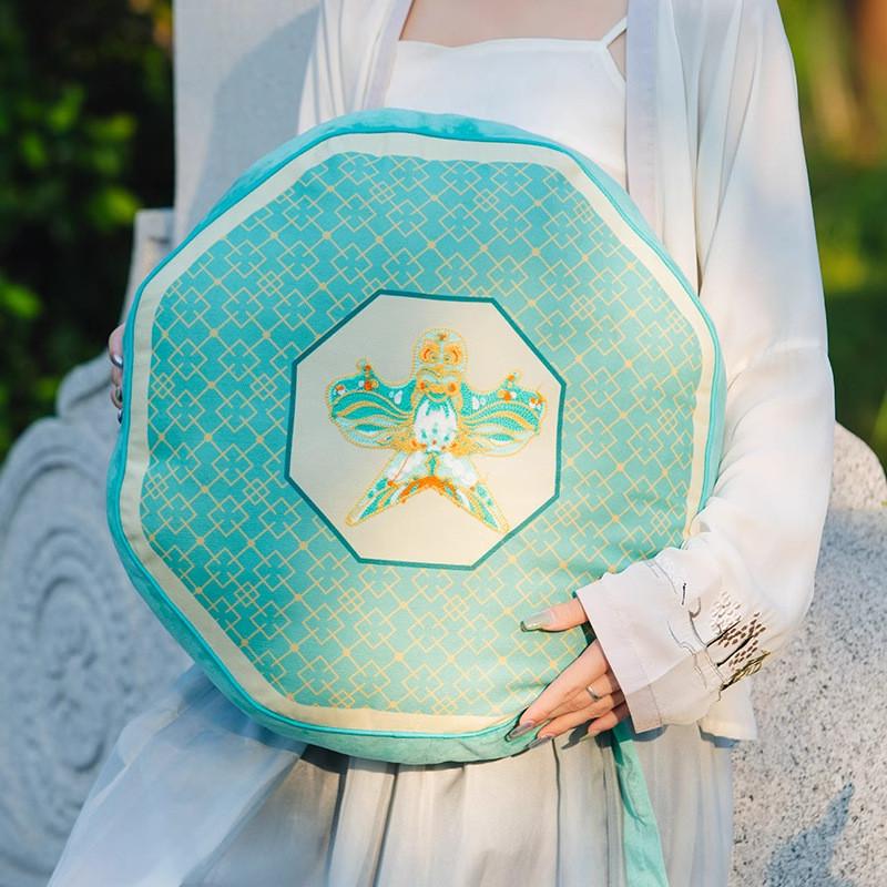 新中式中国风纸鸢抱枕客厅沙发抱枕卧室床头靠背垫绿色小清新腰枕