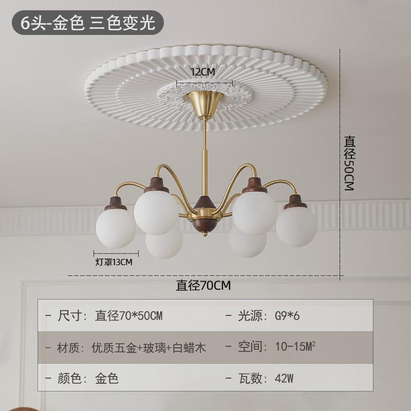 法式中古魔豆衣帽间美式复古实木餐厅主卧室书房客厅吊灯2024新款