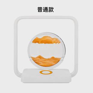 新款沙画小夜灯led宿舍卧室氛围照明沙漏灯流沙画台灯无线快充