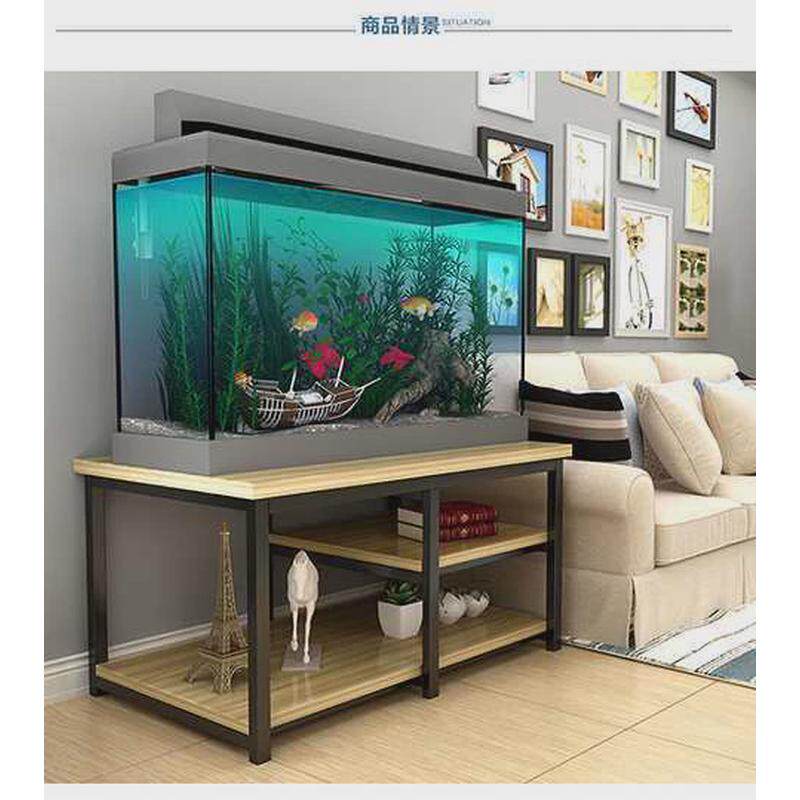钢木实木鱼缸底柜客厅鱼缸架子铁艺置物架桌子鱼缸底座底架鱼缸架