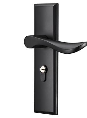 锌合金室内门锁x20108哑光黑静音反提上锁色木门房间黑色门锁具