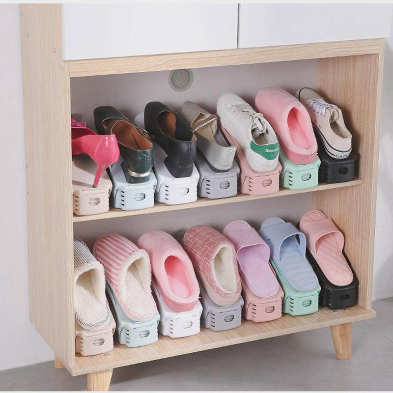 【10个】鞋托架收纳鞋架塑料迷你高度可调节双层鞋托收纳神器,收纳整理,鞋子收纳架,淘宝优惠券,粉丝福利购,淘宝优惠卷