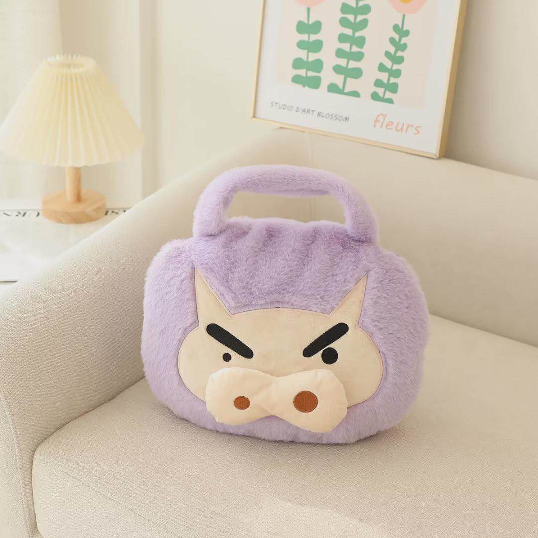 毛绒可爱卡通小新恐龙小手拎毯子包抱枕空调被毛毯办公室午睡盖毯