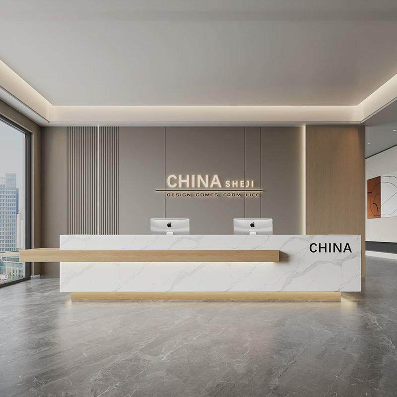 烤漆公司前台接待台办公室前台桌高端整体酒店大堂吧台收银台定制