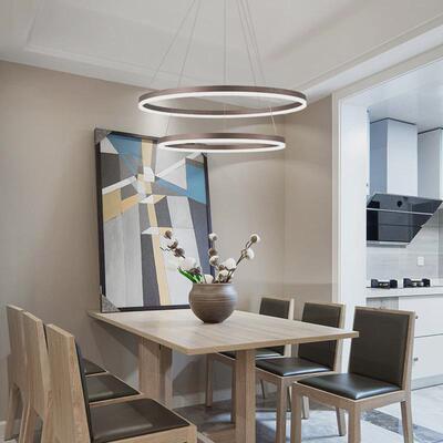 现代简约led客厅灯轻奢北欧圆环形卧室餐厅吧台复式楼别墅大吊灯