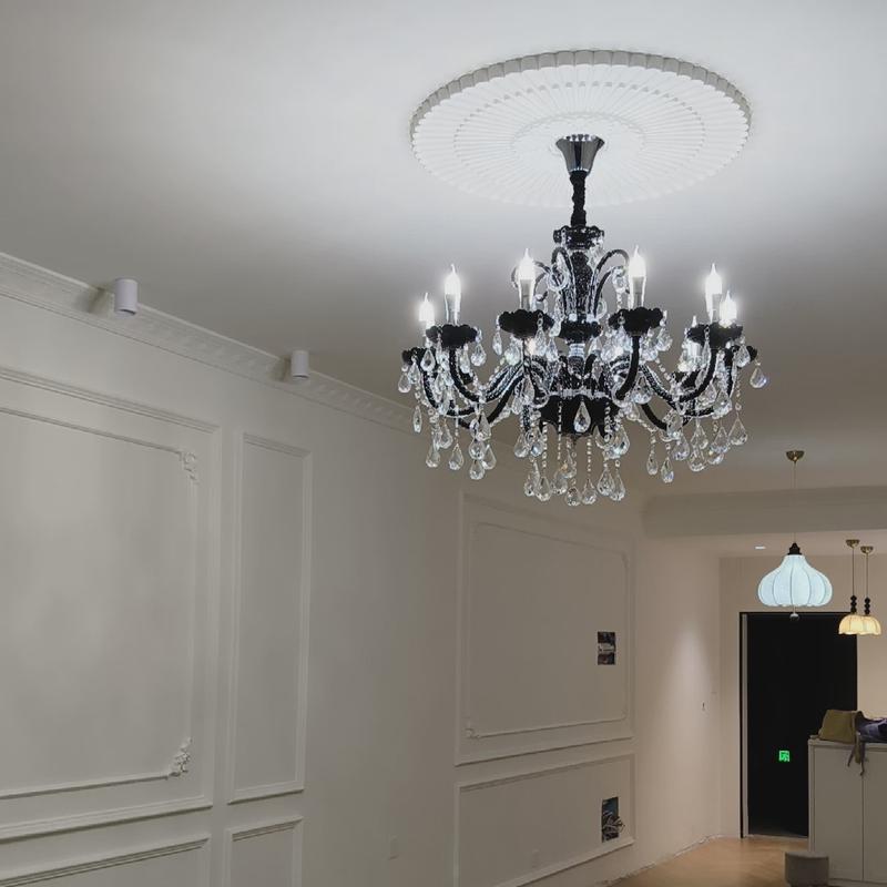 2024新款法式卧室复古餐客厅现代大气高级感轻奢主灯黑色水晶吊灯