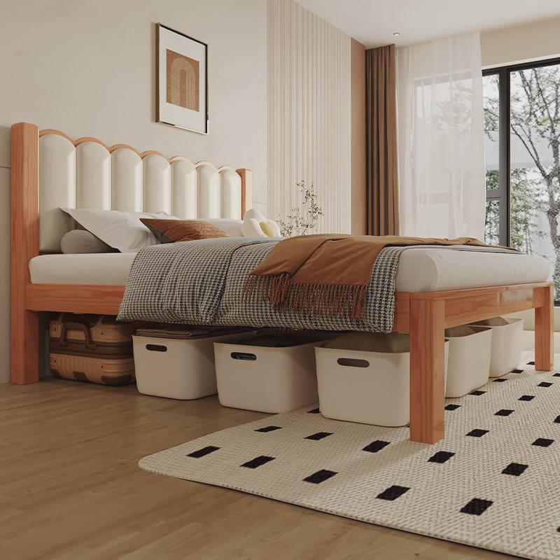 热销J*实木床双人床主卧现代简约全实木1米8单人床卧室1.2米1.5米