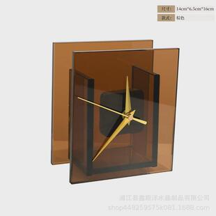 创意抽象艺术钟表水晶摆件样板房售楼部客厅工艺品大厅床头柜民宿
