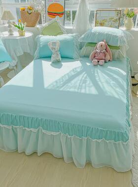 71tx水洗棉床裙单件雪纺床笠带裙边床单人少女心床罩单双韩式防尘