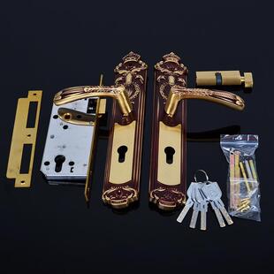 批发老行当新中式纯铜门锁室内卧室静音纯铜房门把手实木门执手锁