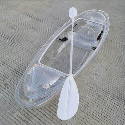 网红透明船双人透明皮划艇独木舟网红水晶船pc透明玻璃船景区手划