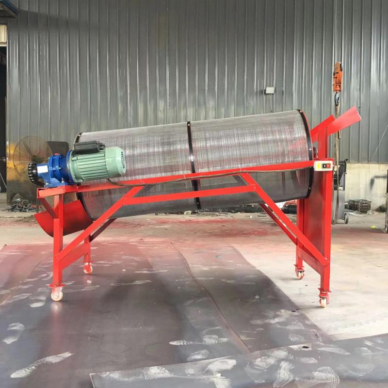 简易型型滚筒筛沙机小型振动筛分机锯末泥土分离滚筒移动筛沙机