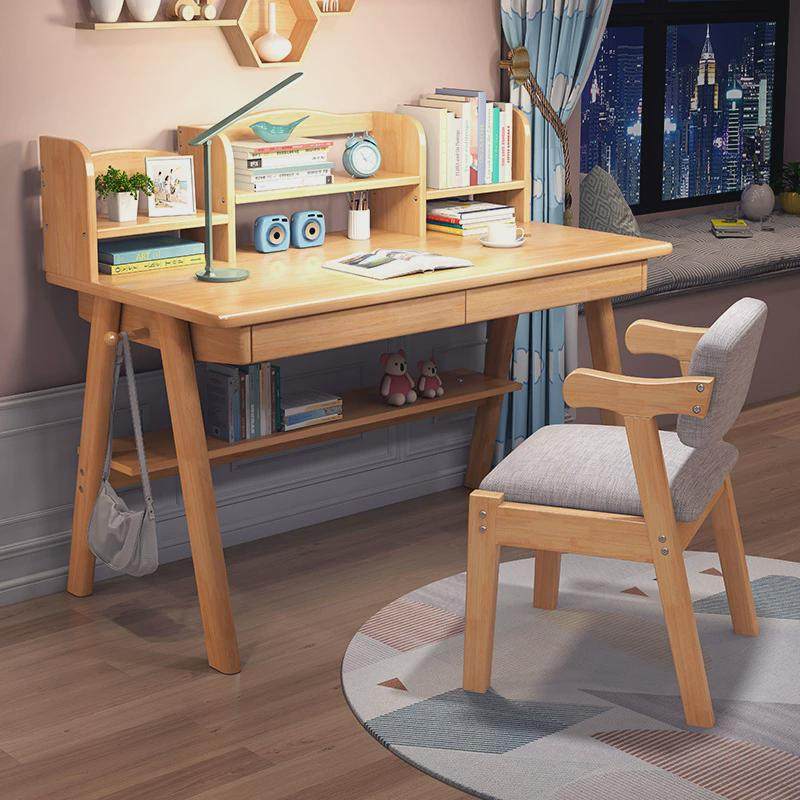 儿童实木书桌书架一体学习桌椅家用小户型卧室书房中小学生写字桌,住宅家具,儿童电动/智能学习桌,淘宝优惠券,粉丝福利购,淘宝优惠卷
