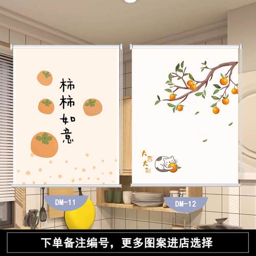 3EW1卫生间厨房窗户遮挡帘浴室厕所防水油遮光窗帘卷帘拉式免打孔