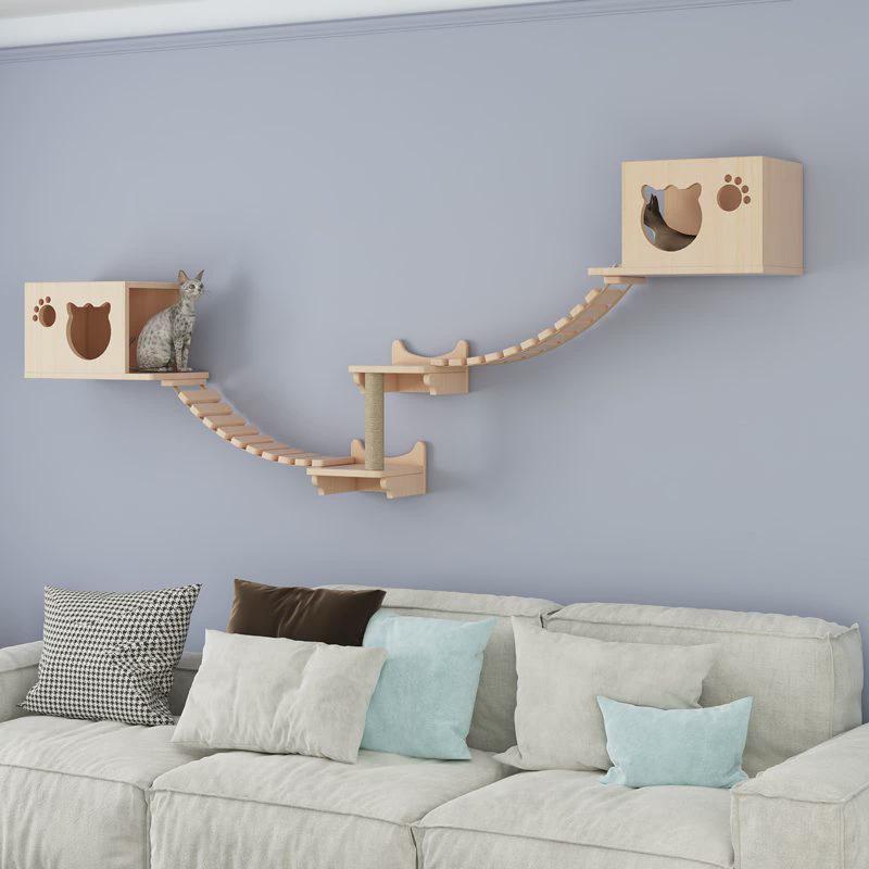 h2w猫爬架墙上壁挂式猫咪空中走廊室内挂墙面猫抓柱树杈一体柱爬