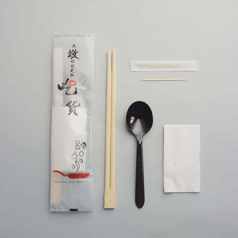 一次性筷子四件套勺子纸巾外卖店打包批发三件套餐具套装厂家快餐